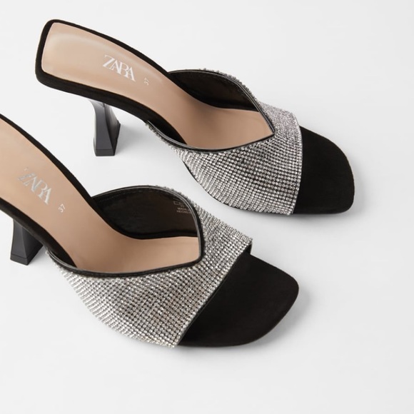 Zara beaded heeled sandal mules - Picture 2 of 6